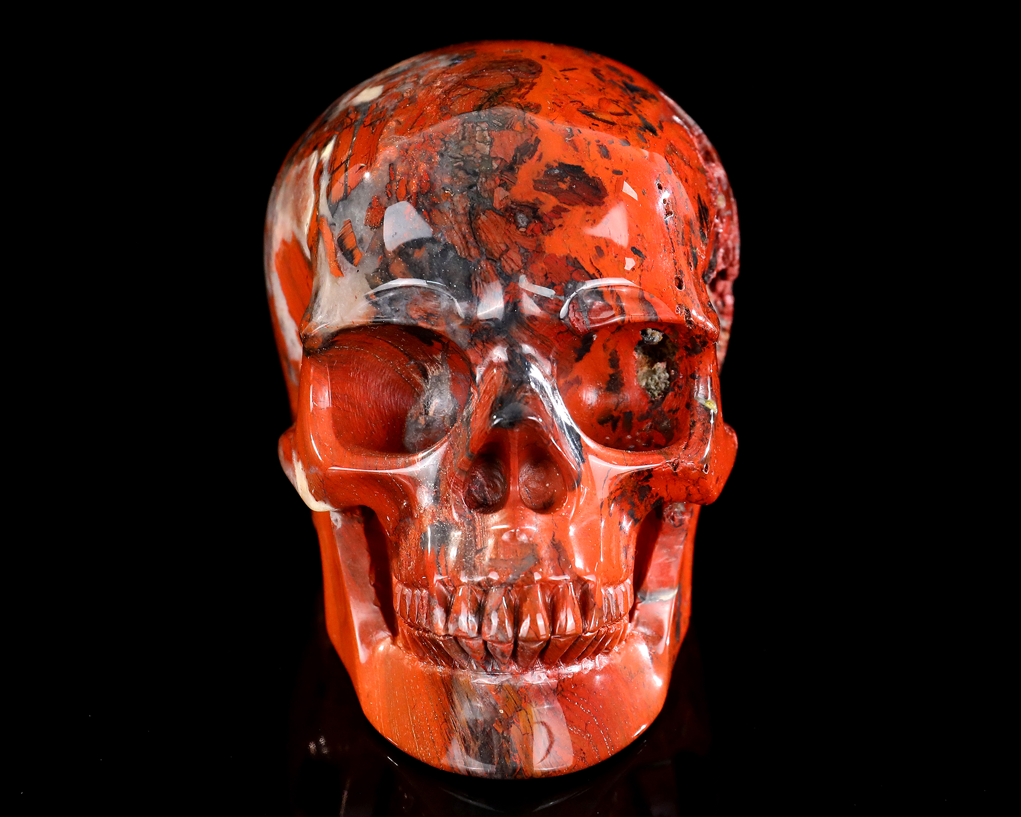 Hand-Carved Red Jasper Skull Figurine - Polished Gemstone Skull Statue for Spiritual Use & Gift