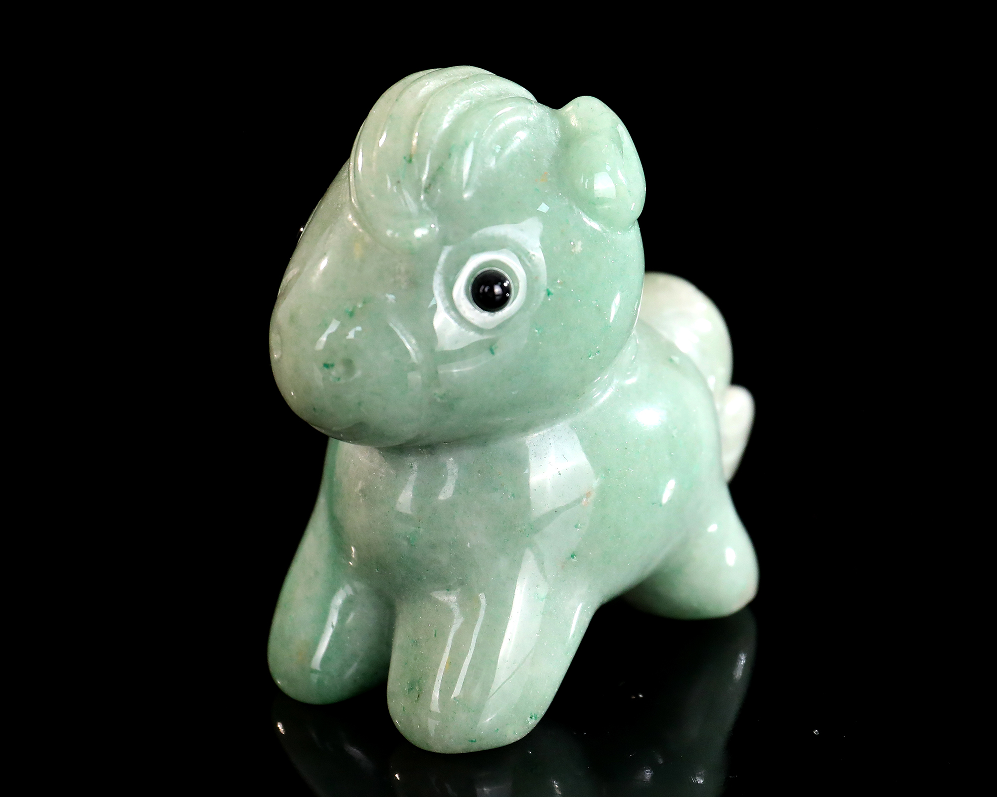 Natural Green Aventurine Cartoon Pony Carving - Handcrafted Cute Gemstone Sculpture for Home Decor & Gift