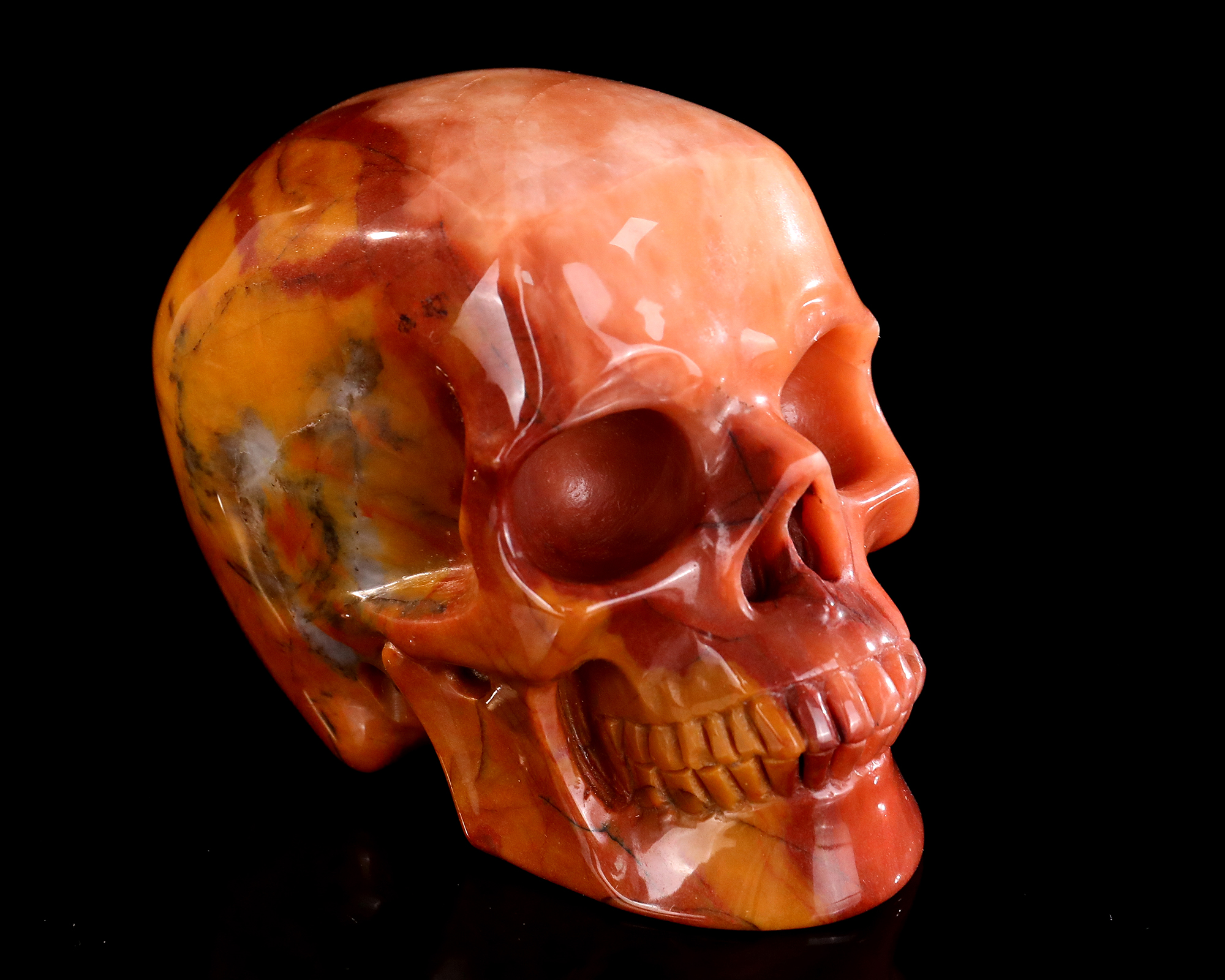 4.5" Hand-Carved Polished Natural Red Agate Skull - Artisan Gemstone Crystal Sculpture
