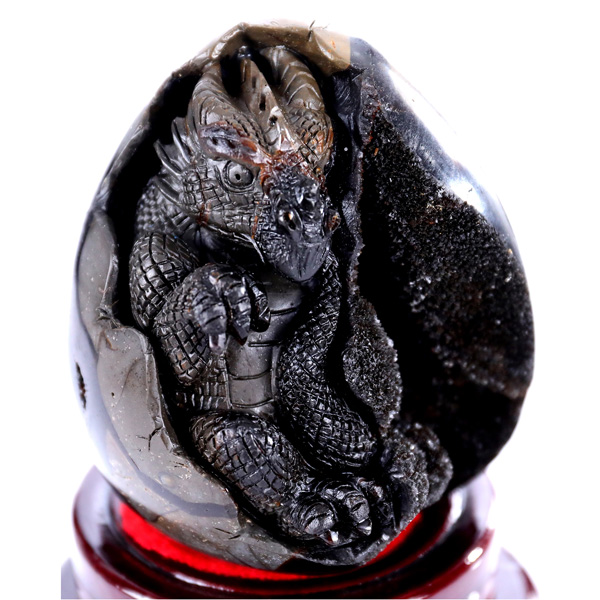 Natural Dragon Septarian Stone Dinosaur Carving Handmade Crystal Decor Figurine