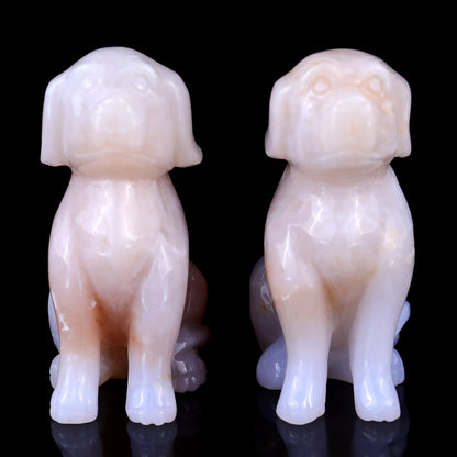 3.1" Blue Chalcedony Hand Carved Crystal Dog Sculpture