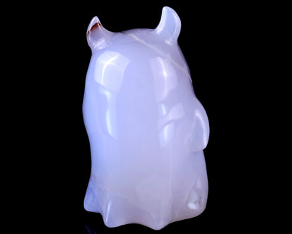 3.0” Natural Blue Chalcedony Hand Carved Crystal Ghost Sculpture, Halloween Gift