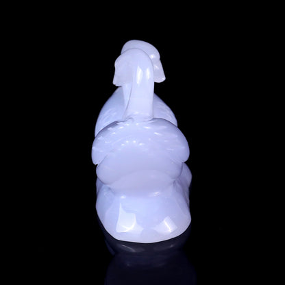 3.8" Blue Chalcedony Hand Carved Crystal Swans Sculpture