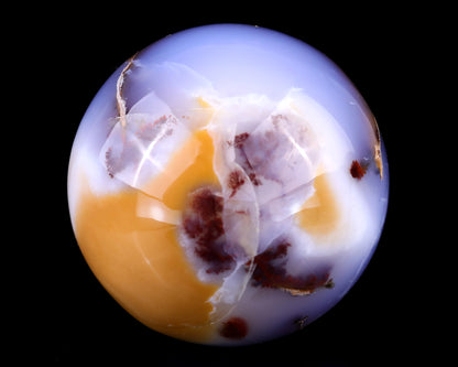 Nice 85mm Blue Chalcedony Hand Carved Crystal Sphere