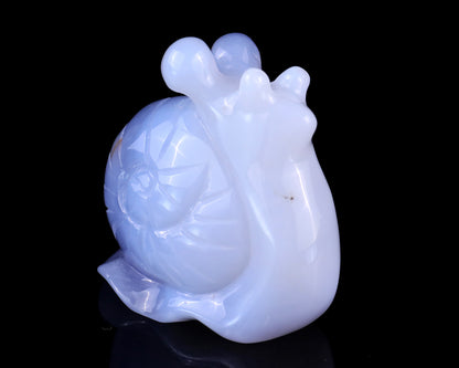 2.7" Blue Chalcedony Hand Carved Crystal Snail Sculpture