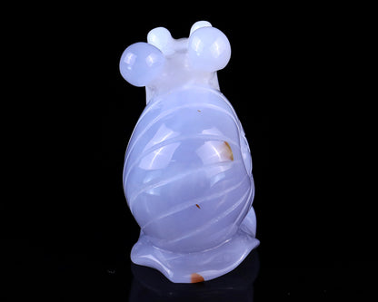 2.7" Blue Chalcedony Hand Carved Crystal Snail Sculpture