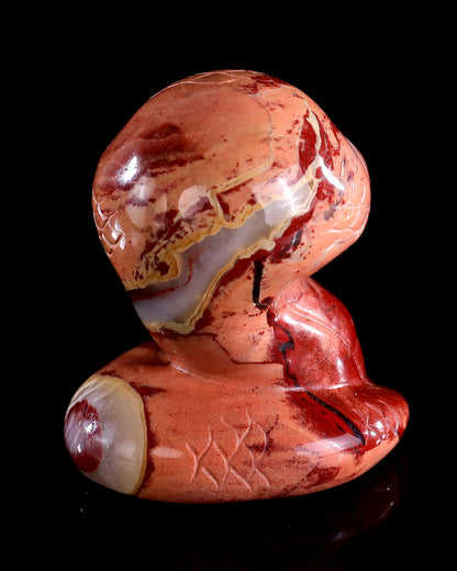 2.4" Red Jasper Hand Carved Crystal Baby Snake Sculpture
