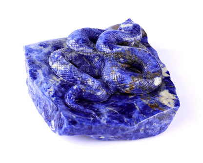 5.9" Sodalite Hand Carved Crystal Snake Sculpture
