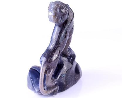 5.8" Geode Agate Hand Carved Crystal Tiger Sculpture