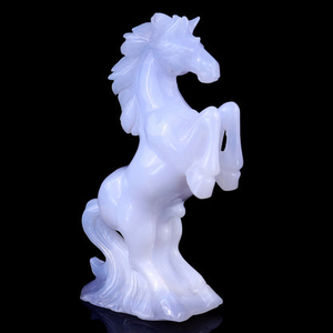6.4" Blue Chalcedony Hand Carved Crystal Horse Sculpture