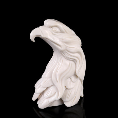 4.1" White Jade Hand Carved Crystal Eagle Sculpture