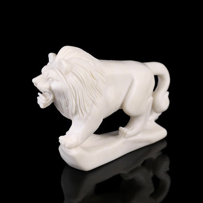 4.3" White Jade Hand Carved Crystal Lion Sculpture