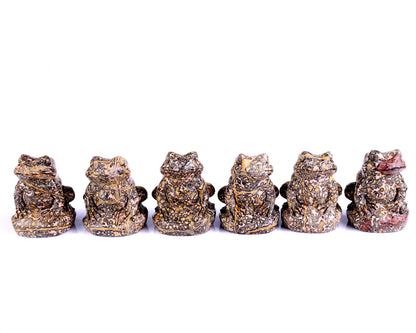 Natural Red Leopard Skin Jasper Hand Carved Crystal Frog Sculpture