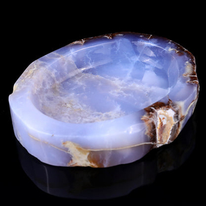 6.5" Blue Chalcedony Hand Carved Crystal Ashtray Fruit Tray