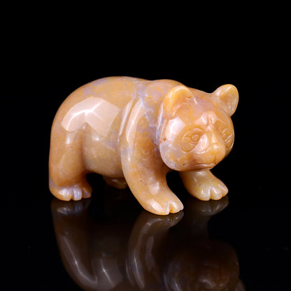 2.9" Chalcedony Hand Carved Crystal Panda Sculpture