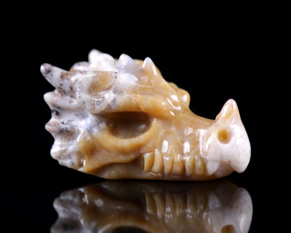 2.5" Chalcedony Hand Carved Crystal Dragon Skull Sculpture