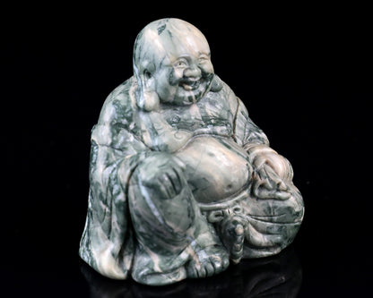 3.0" Jiulong Jade Hand Carved Crystal Buddha Sculpture