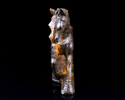 Amazing 7.6" Leopard Skin Jasper Hand Carved Crystal Leopard Sculpture