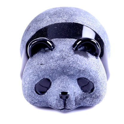 Cute 3.0" Black Obsidian Hand Carved Crystal Panda Sculpture
