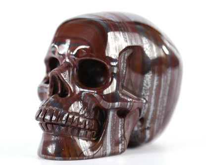 3.0" Tiger Iron Eye Hand Carved Crystal Realistic Skull Sculpture