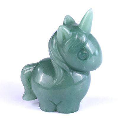 2.8" Green Aventurine Hand Carved Crystal Unicorn Sculpture