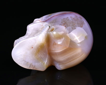 3.0" Agate Hand Carved Crystal Realistic Skull Sculpture