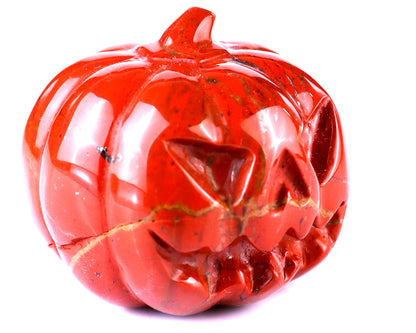2.2” Natural Red Jasper Hand Carved Crystal Pumpkin Sculpture, Halloween Gift