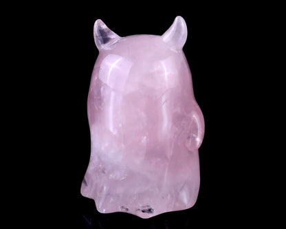 3.0” Natural Rose Quartz Hand Carved Crystal Ghost Sculpture, Halloween Gift