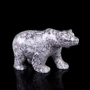 5.2" Map Jasper Hand Carved Crystal Polar Bear Sculpture