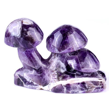 4.7" Dream Amethyst Hand Carved Crystal Mushrooms Sculpture