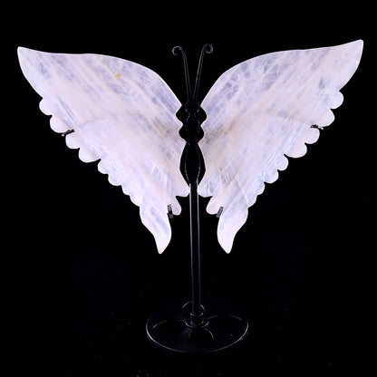 7.0" Rose Quartz Hand Carved Crystal Butterfly Wings Sculpture