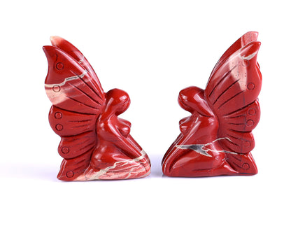 3.0" Red Jasper Hand Carved Crystal Flower Faerie Sculpture