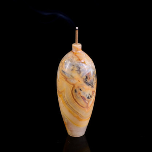 3.0" Natural Gemstone Hand Carved Crystal Vase, Incense Holder Sculpture