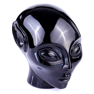 3.9" Black Obsidian Hand Carved Crystal Elf Alien Sculpture