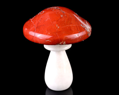 70mm Red Jasper Hand Carved Crystal Mushroom Sculpture