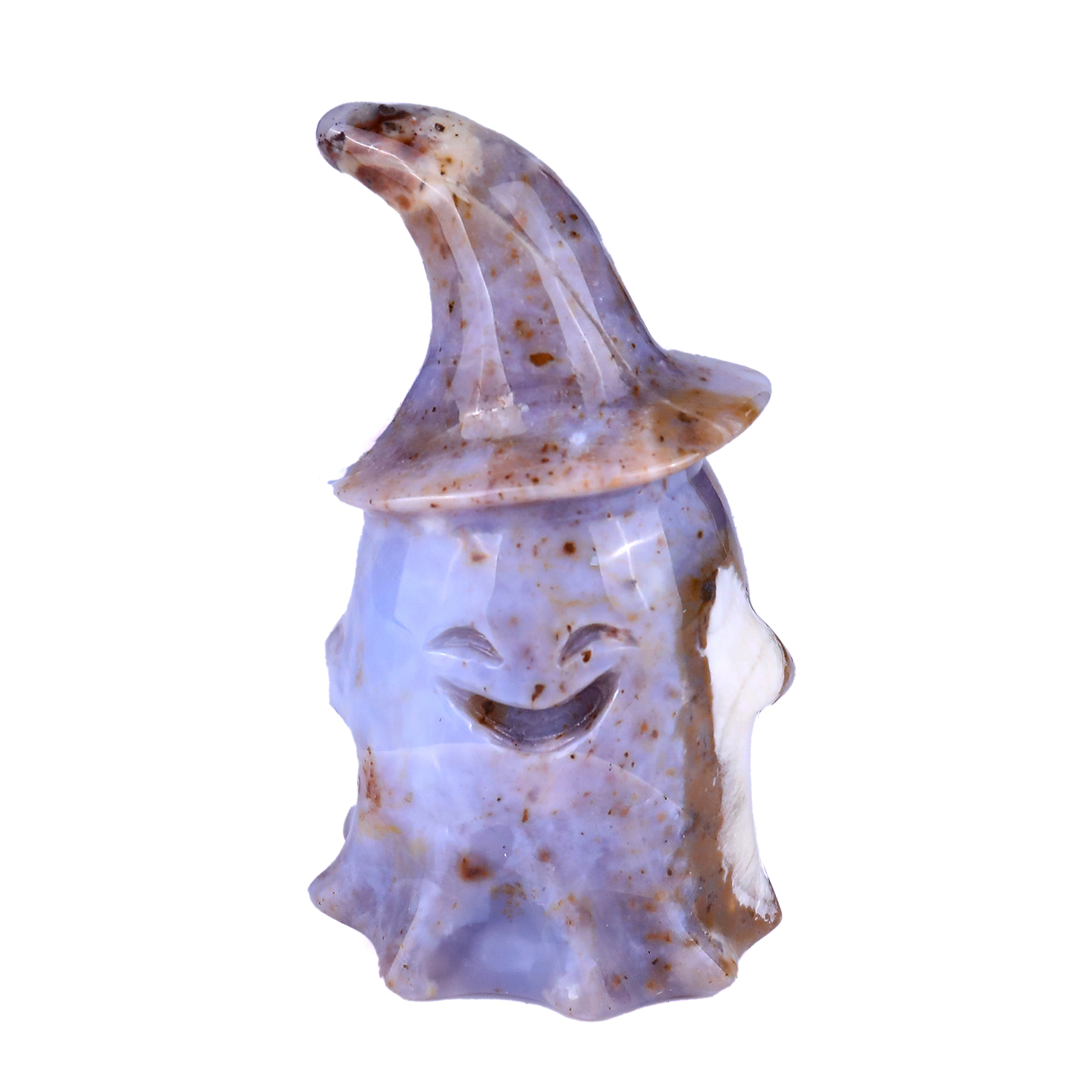Pumpkin Blue Chalcedony Ornament Carved Crystal Ghost 