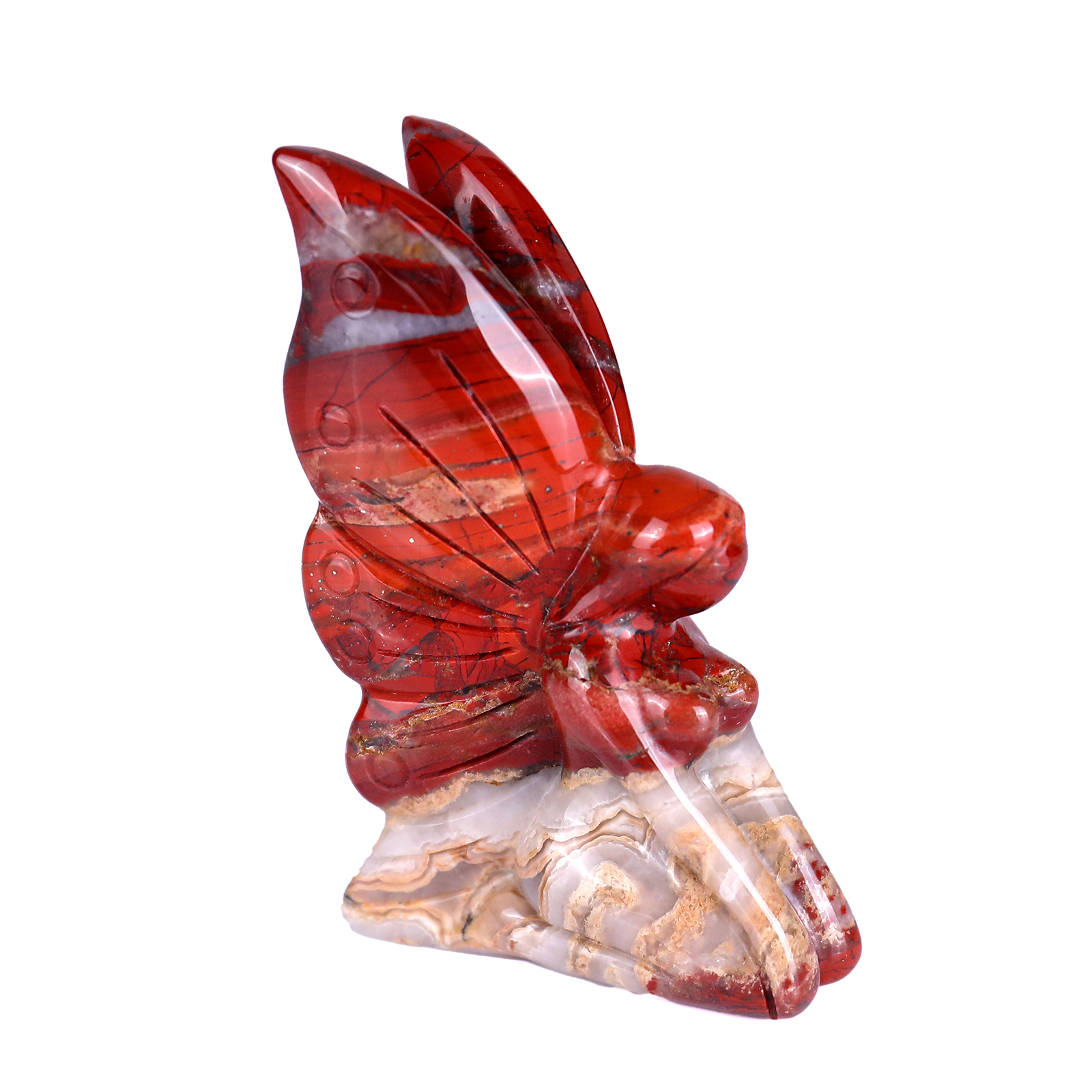 Red Jasper Flower Fairy Figurine Handcrafted