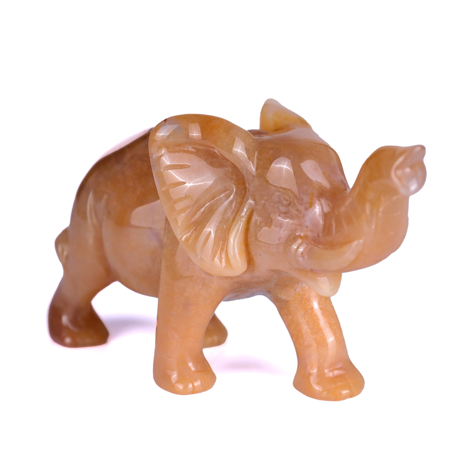 Yellow Chalcedony Crystal Crafts Elephant Statues