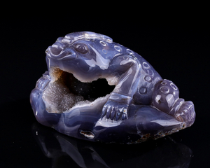 6.9" Hand-Carved Agate Golden Toad Sculpture - Lucky Wealth Charm for Wealth & Prosperity