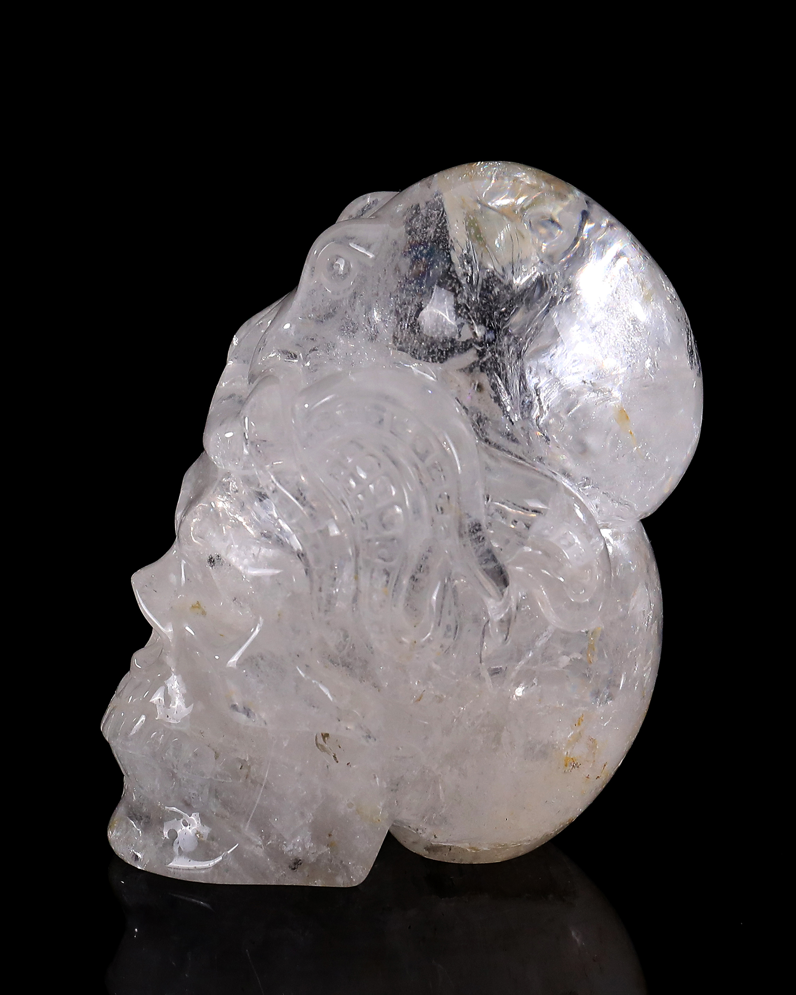 4-inch Hand Carved Clear Quartz Octopus Skull - Natural Crystal Sculpture for Luxury Display & Spiritual Energy