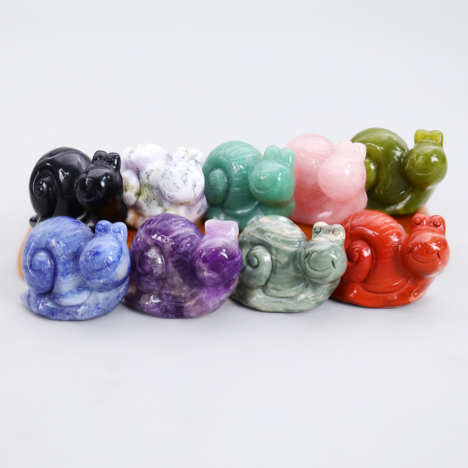Hand - Carved Natural Jade Mini Snail Figurine | Unique Gemstone Craft for Home Decoration