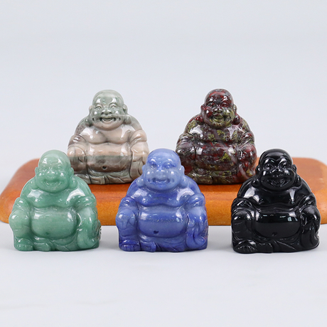 3.0" Natural Gemstone Carved Crystal Buddha Decor Mini Buddha Sculpture