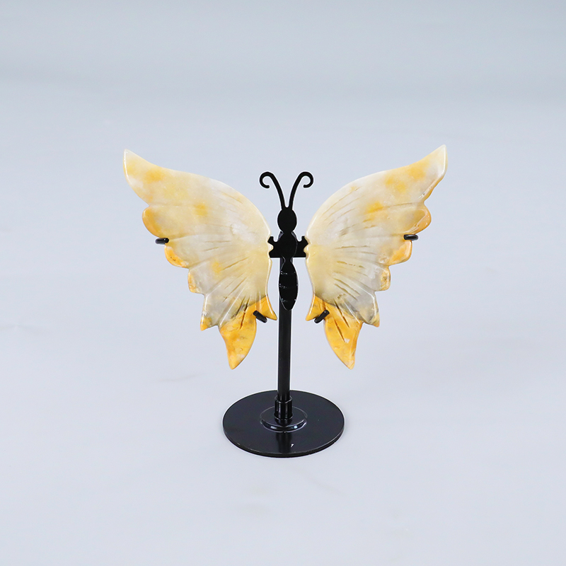 Wholesale Natural Crystal Dream Amethyst Bracket Butterfly Wing Carvings on Stand Handicraft Healing Quartz for Home Decor Gift