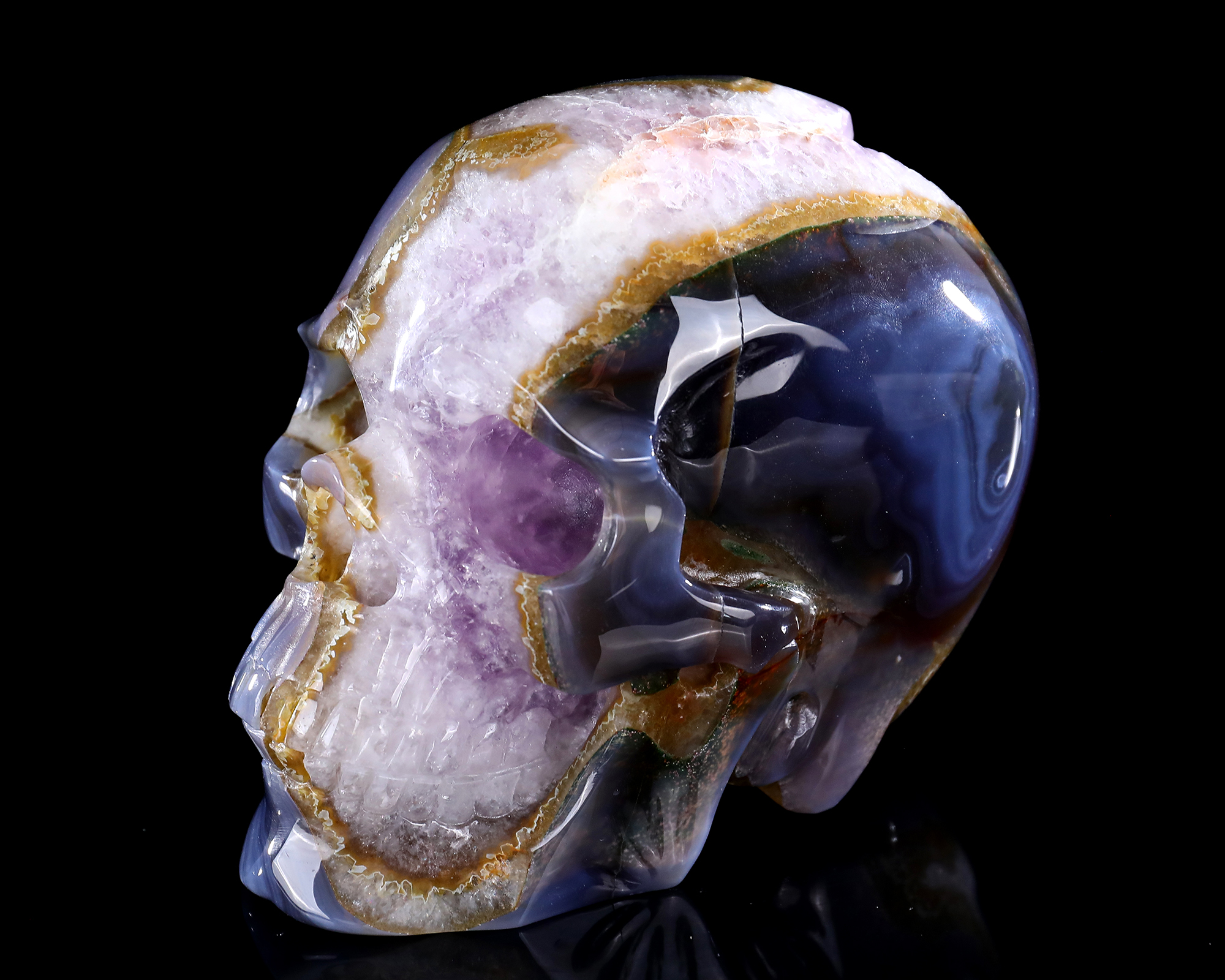 7-inch Hand-Carved Natural Amethyst Cluster Skull - Crystal Artwork for Decor & Healing