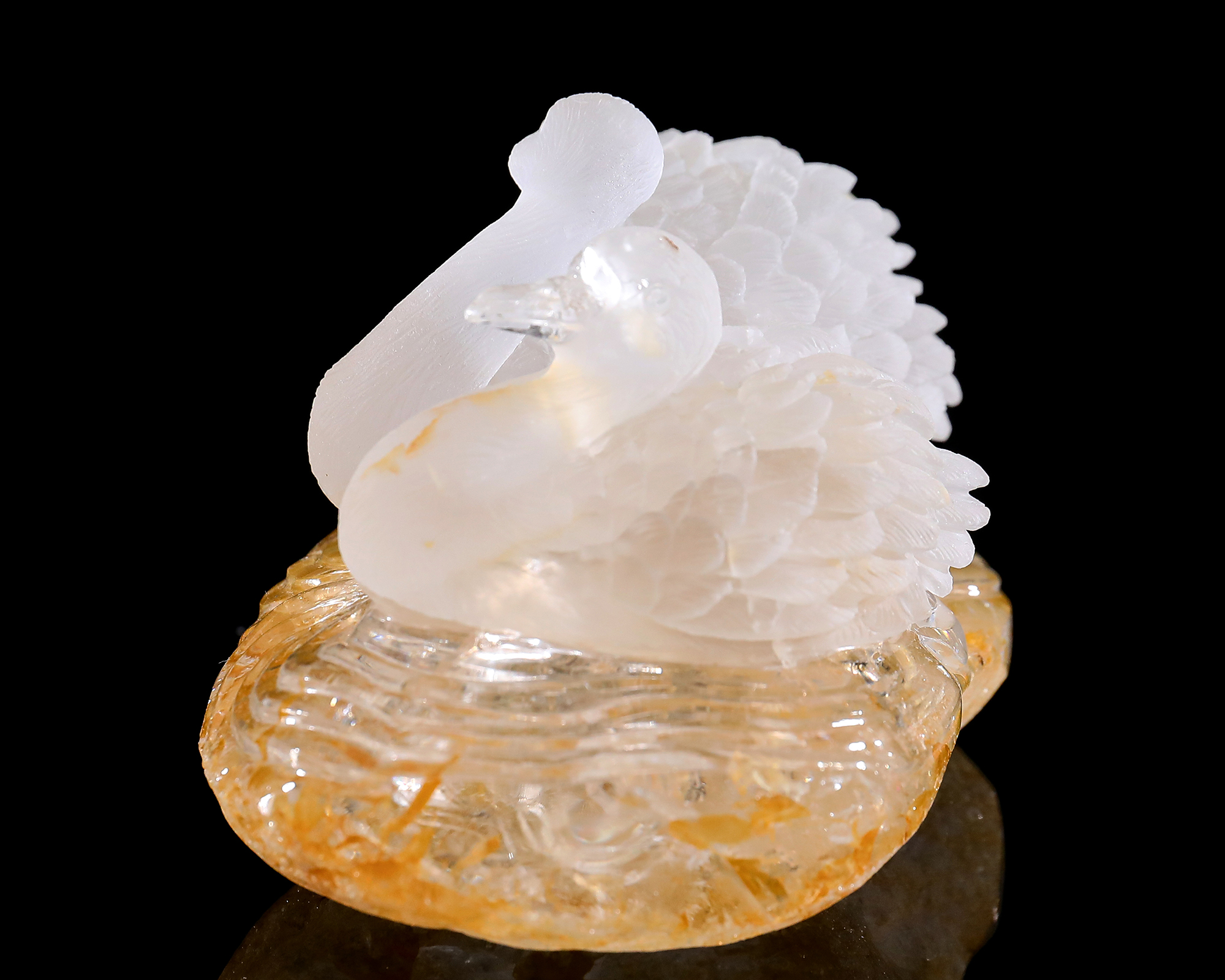 5-inch Clear Crystal Double Swan Hand-Carved Ornament - Ideal for Living Room & Entryway Decoration, Perfect Gift for Expressing Eternal Love, Crystal Artwork