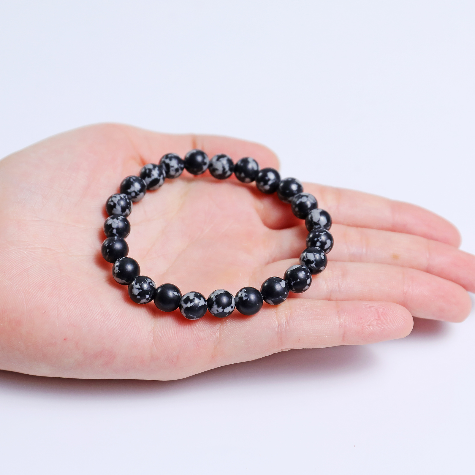 Natural Snow Flake Agate Crystal Bead Bracelet,Healing Energy Bracelet