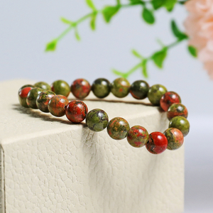 Natural Unakite Crystal Bead Bracelet,Healing Energy Bracelet
