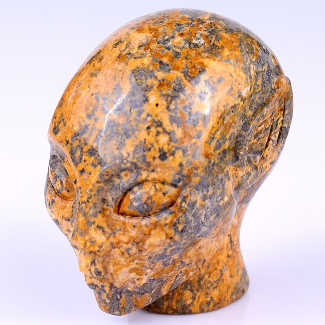2.9" Leopard Skin Jasper Crystal Elf Alien – Hand Carved Gemstone Fine Art Sculpture for Healing
