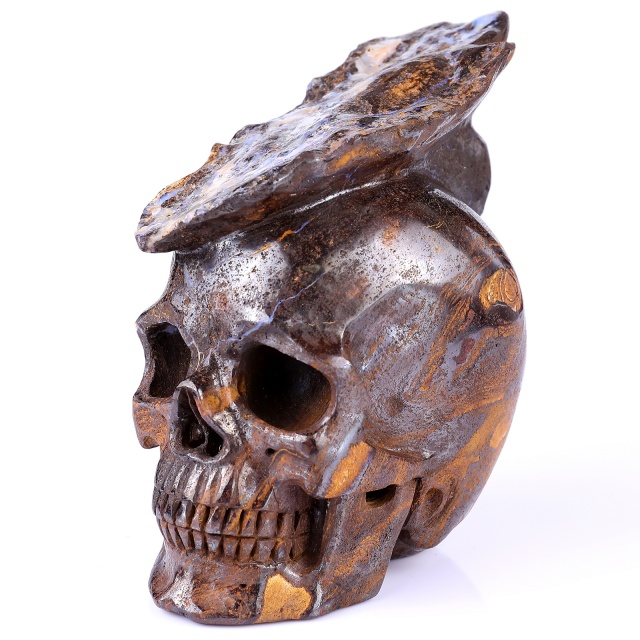 Unique 6.4" Opal Crystal Skull – Hand Carved Realistic Gemstone Sculpture for Collectors, Healing, And Home Décor