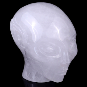 3.9" Angolan Quartz Elf Alien Skull – Hand Carved Natural Crystal Healing Sculpture